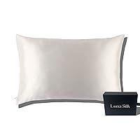 Mulberry Silk Pillowcase for Hair & Skin, 100% Real Pure Silk Pillowcase with Hidden Zipper, Acne Free, Queen, White, 22mm Silk Pillow case