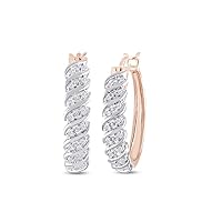 AFFY 1/10 Carat (Cttw) Round Cut Natural Diamond Hoop Earrings In 14K Gold Plated 925 Sterling Silver (J-K Color, I2-I3 Clarity, 0.10 Cttw)