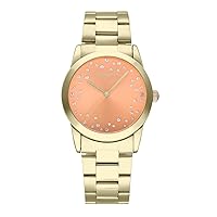 Fiji Collection - Analogue and Automatic Watch for Women. Bracelet Watch with Gold dial and Stainless Steel Strap. Size 36 mm. 3ATM., Orange, Modern