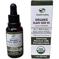 HalalEveryday- Black Seed Oil - 100% Pure, Cold Pressed- Organic- Nigella Sativa Non-GMO - Thymoquinone - Cumin Seeds Oil (2 Ounce)