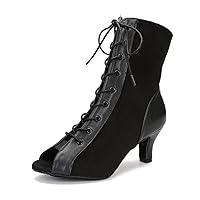 Women Suede Ballroom Dance Boots Latin Salsa Dress Shoes Practice Footwear 2.5inch 3.5inch Heels YT22