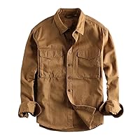 Men Clothing Retro Male Cargo Shirt Jacket Military Casual Work Mens Tops Shirts