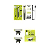 Bundle of Philips Norelco OneBlade 360 Face & Body Hybrid Electric Trimmer and Shaver, QP2834/70 + Philips Norelco Genuine OneBlade 360 Blade Replacement Blades, 2 Count, QP420/80