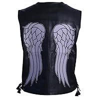 Unisex Angel Wings Leather Black Vest (Design1, Design2)