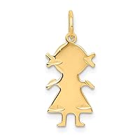 Solid 14k Yellow Gold .018 Depth Girl Customize Personalize Engravable Charm Pendant Jewelry Gifts For Women or Men (Length 0.86