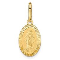 14 kt Yellow Gold Polished and Matte Oval Miraculous Medal
