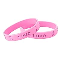 Fundraising For A Cause Pink Ribbon Silicone Awareness Bracelets - Donation Rubber Bracelet - Breast Cancer Awareness Accessories - Wristbands and Jewelry - Support and Care for Women