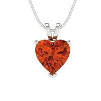 Clara Pucci 2.0 ct Heart Cut Genuine Red Simulated Diamond Solitaire Pendant Necklace With 16