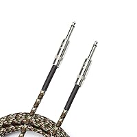 D’Addario Accessories Custom Series Braided Guitar Cable - Instrument Cable with Nickel Plated ¼ Inch Ends - Protects Guitar Cord Against Cuts, Kinking - 15 feet - Camo