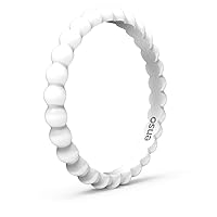 Stackable Beaded Silicone Wedding Ring – Hypoallergenic Unisex Stackable Wedding Band – Comfortable Minimalist Band – 2.5mm Wide, 8mm Thick