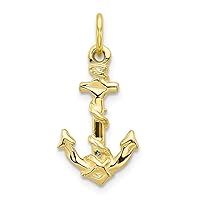 10k Yellow Gold Solid Polished Nautical Ship Mariner Anchor Charm Pendant Necklace Measures 20x11mm Wide Jewelry for Women