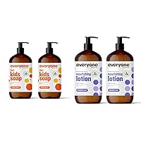 3-in-1 Kids Soap, Body Wash, Bubble Bath, Shampoo, 32 Ounce (Pack of 2) Nourishing Hand and Body Lotion, 32 Ounce (Pack of 2), Lavender and Aloe, Plant-Based