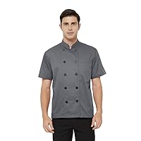 TopTie Short Sleeve Chef Coat Jacket Lightweight Button Chef Uniform