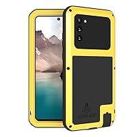 LOVE MEI for Samsung Galaxy Note 20 Case, Outdoor Sports Military Heavy Duty Shockproof Hybrid Aluminum Metal+Silicone Case Hard Cover Without Tempered Glass for Samsung Galaxy Note 20 (Yellow)