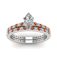 Choose Your Gemstone Marquise Shape 925 Sterling Silver Classic Delicate Diamond CZ Handmade Fashion Jewelry Party Wear Daily Wear Ornament Gifts for Wife Wedding Ring Sets : US Size 4 TO 12