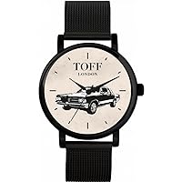Mens Watch Gift for Fans of Pontiac GTO Black Beige Classic Car 42mm