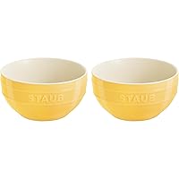 STAUB Stoneware Ramekins Ceramic 2-pc Large Universal Bowl Set-Citron