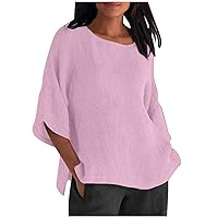 Women's Clothes Fashion 2023 Summer Work Office Work Shirts Notch V Neck Blouse Tops 3/4 Length Sleeve Tops, S-5XL