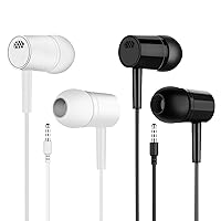 2 Pack Earbuds Headphone Wired with Microphone, Bass Earbuds High Sound Quality 3.5mm Stereo Earphones Compatible with Android Phones/PC Computers/MP3 Players/Laptop