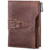 Wallet for Men RFID Removable Card Slot Wallet Cow Leather Men Wallet Leather with Zip Pocket (Color : Brown, Size : S)