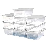 Homz 6 Quart Plastic Multipurpose Stackable Storage Container Bins with Secure Latching Lid for Home and Office Organization, Clear
