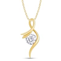 SAVEARTH DIAMONDS 925 Sterling Silver 1 Carat Classic Round Lab Created Moissanite Diamond Necklace for Women,14k Gold Over Infinity Pendant Ribbon Necklaces Fine Jewelry Anniversary 16''+2''