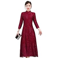 Chinese Improved lace Flower Dress Women Qipao Cheongsam Traditional Oriental Evening Party