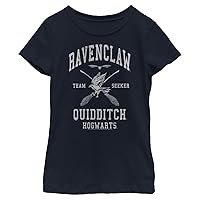 Harry Potter Ravenclaw Quidditch Seeker Girl's Solid Crew Tee, Navy Blue, X-Large