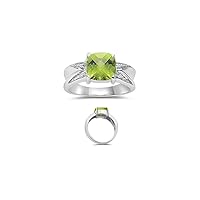 0.01 Cts Diamond & 2.04 Cts Peridot Ring in 10K White Gold