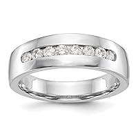 14k White Gold 8 stone 1/2 Carat Diamond Mens Channel Band Size 10.00 Jewelry for Men