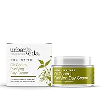 Urban Veda Purifying Day Cream | Mattifying Moisturizer for Men & Women | Oil & Acne Control | Antibacterial active Neem & Tea Tree | Vegan & Cruelty Free | For Oily & Congested Skin 1.7 Fl Oz.