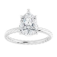 Mois 2 CT Pear Colorless Moissanite Engagement Ring for Women/Her, Wedding Bridal Ring Set, Eternity Sterling Silver Solid Gold Diamond Solitaire Prong for Her