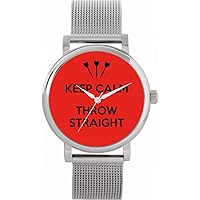 Red Keep Calm Throw Straight Watch Ladies 38mm Case 3atm Water Resistant Custom Designed Quartz Movement Luxury Fashionable