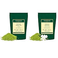 Matcha Green Tea Powder (1.75oz, 25 Cups) & Vanilla Matcha (1.75oz, 25 Cups) - World's Tastiest Matcha- Ground Powder to boost focus, Detox, Matcha Latte- Delicious, smooth & healthy