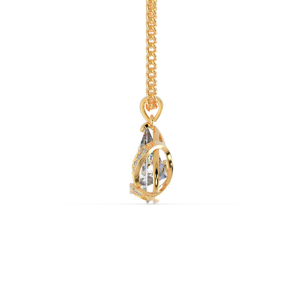 Certified Solitaire Pendant in 18K White/Yellow/Rose Gold with 0.05 Ct Round Natural Diamond & 5 Ct Pear Moissanite Solitaire Diamond & 18k Gold Chain Necklace for Wife, Mother, Sister, Girlfriend