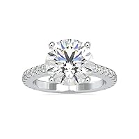 VVS Solitaire Diamond Ring with 0.51 Ct Round Natural & 4.51 Ct Center Round Moissanite Diamond in 14k White/Yellow/Rose Gold Engagement Ring for Women | Promise Ring for Her (IJ-SI, G-VS2)