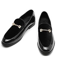 Men's Velvet Patent Leather Slip-on Dress Shoes Business and Parties Formal Events Smoking Slippers Loafers