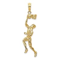 14k Gold 3 d Basketball Player With Raised Ball and Partial Hoop Earrings Measures 32x11.4mm Wide Jewelry for Women