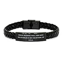 Brilliant Dealer Gifts, Dealer. Because Full Time Super, New Braided Leather Bracelet for Friends, Engraved Bracelet from Boss, Discounts, Coupons, Deals, Bargains, Promotions