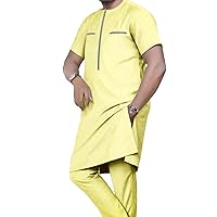 Bazin Riche Tracksuit Men African Clothing Print Tops and Pants 2 Piece Set Ankara Attire Plus Size