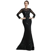 Long Black Dress Women's Formal Dresses Elegant Prom Gowns Evening Dresses Floor Length Long Sleeve