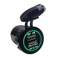 Stayhome 1PCS Green 5V 3.1A Dual USB Charger Socket Adapter Power Outlet for 12V 24V Motorcycle Car Accessories Automobiles