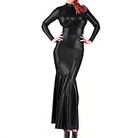 Plus Size Long Sleeve Mermaid Dress Ladies Party Trumpet Vestido (Black,3XL)