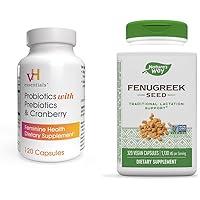 vH essentials Probiotics with Prebiotics and Cranberry Feminine Health Supplement & Nature's Way Fenugreek Seed, Traditional Lactation Supplement