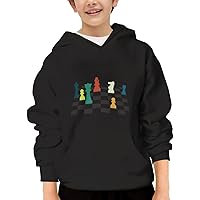 Unisex Youth Hooded Sweatshirt Chess Retro Vintage Cute Kids Hoodies Pullover for Teens