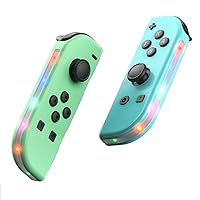 Joypad Controller Replacement for Switch Controllers, Wireless Game L/R Joy Pad Controller with RGB LED, Support Dual Vibration, Wake-up and Motion Control