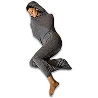 Hug Sleep Hooded Sleep Pod Move, Wearable Blanket with Comfy Hoodie, Weighted Blanket Alt, Seen on Shark Tank, Cooling Sensory, Machine Washable Cozy Blankets, Adult, Kids or Teens Gift, Grey, Large