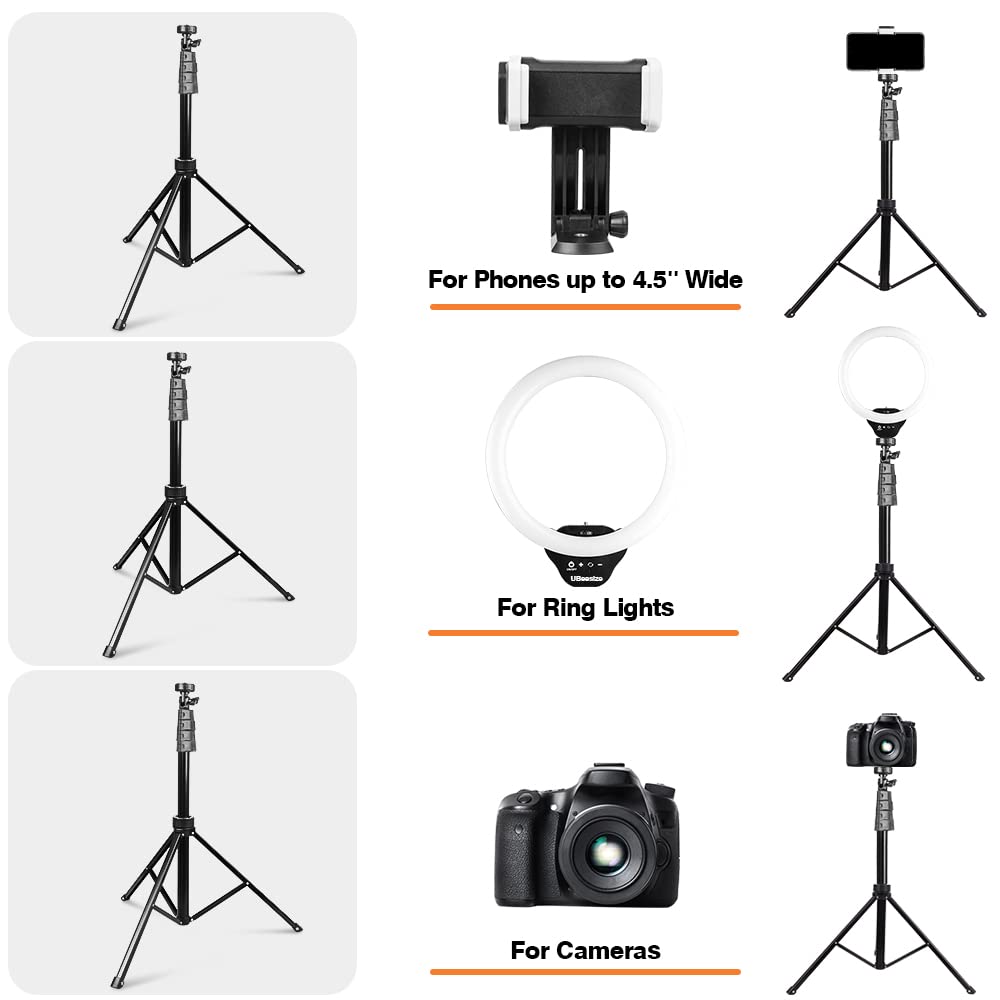 UBeesize 12’’ Selfie Ring Light with 62’’ Tripod Stand for Video Recording＆Live Streaming(YouTube, Instagram, TIK Tok), Compatible with Phones, Cameras and Webcams