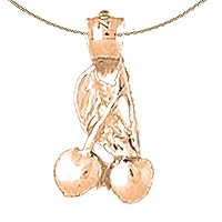 Cherries Necklace | 14K Rose Gold Cherries Pendant with 18