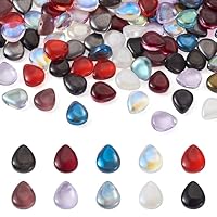 Adabus 200pcs Mixed Color Teardrop Crystal Glass Top Drilled Loose Spacer Beads for Jewelry Making DIY Earring Nacklace Accesseries - (Color: Mixed Colour)